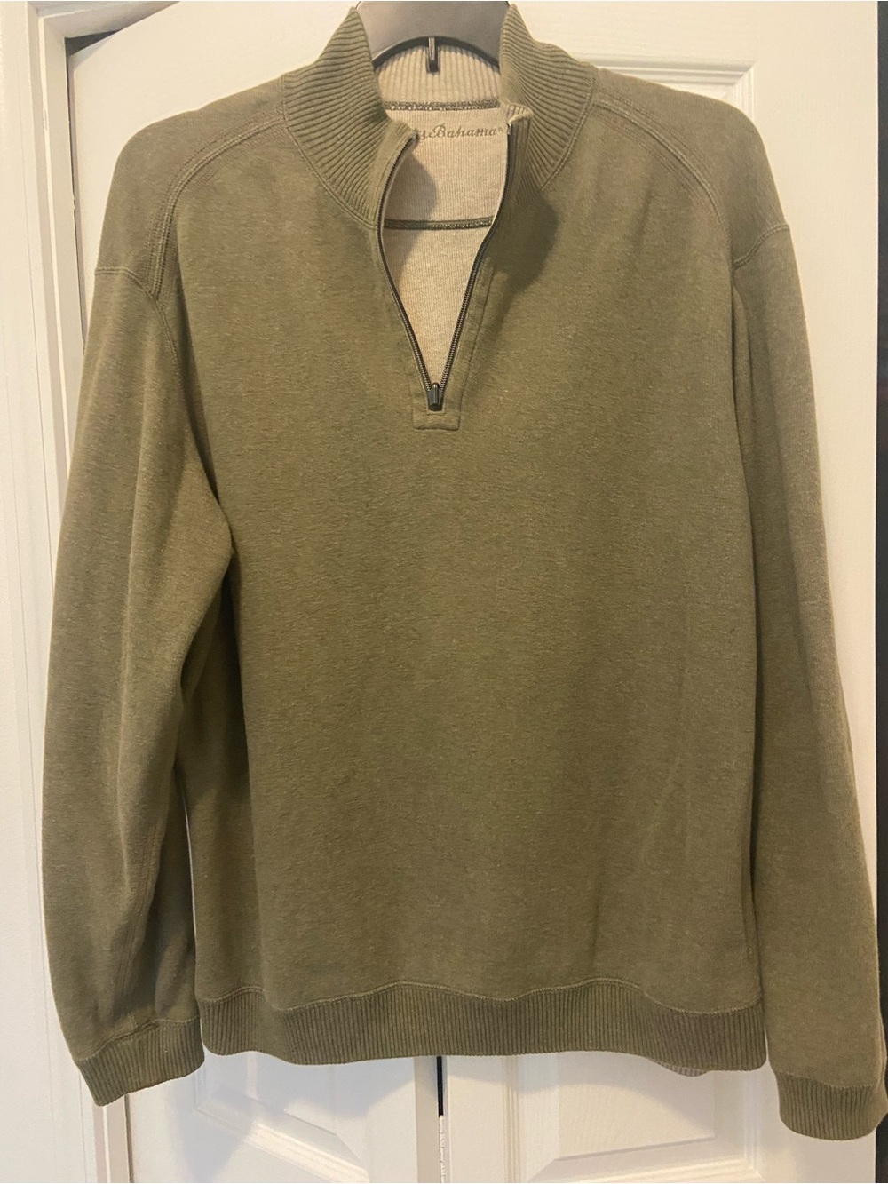 Tommy Bahama Olive Green Quarter-Zip Sweater